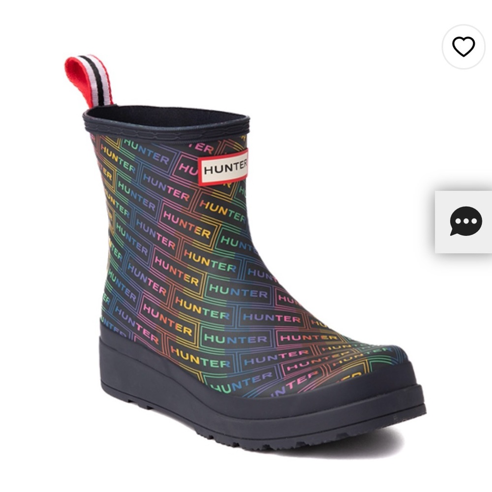 NWT Hunter Play Logo Rain Boot in Navy Rainbow X-Ray
